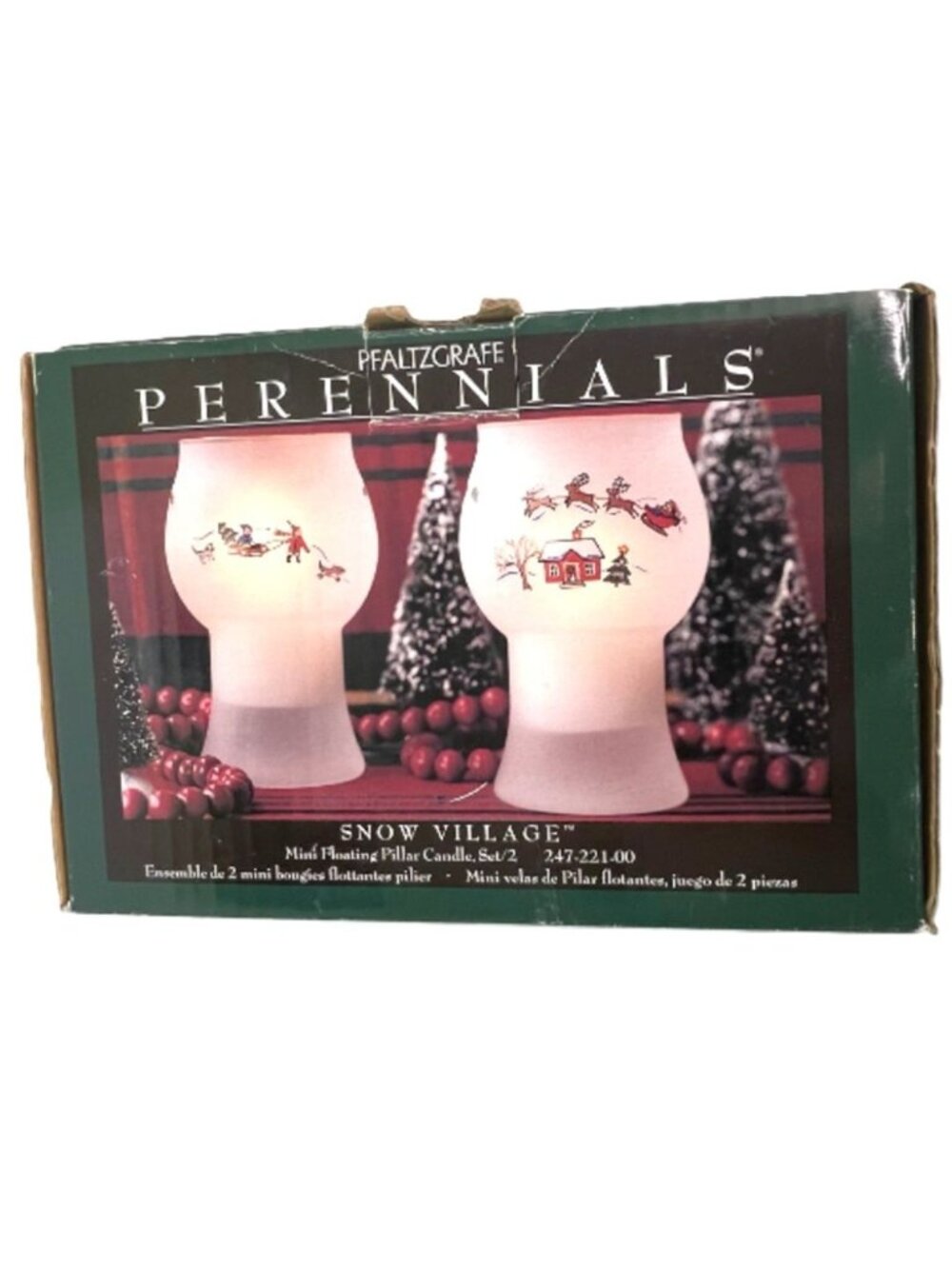 Vintage Pfaltzgraff Perennials Snow Village Frosted Floating Candle Holders NIB